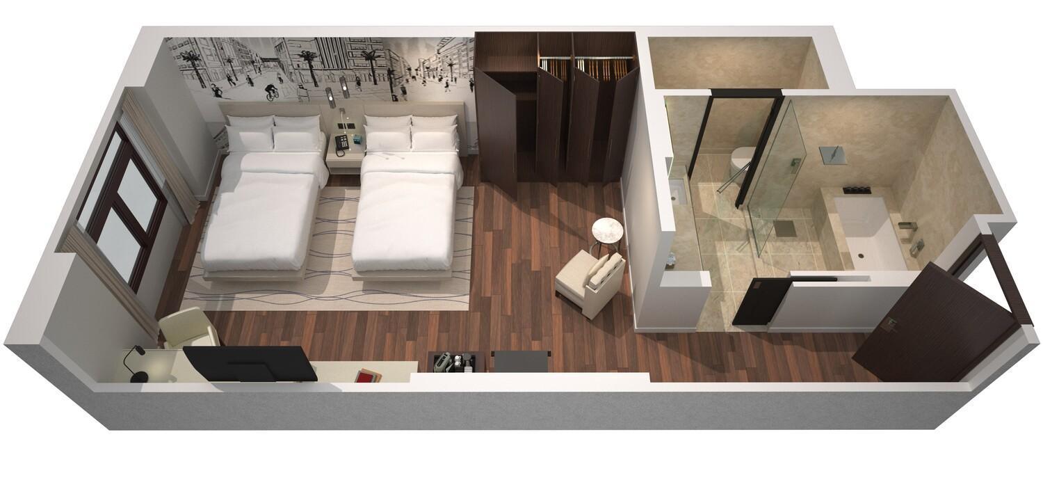 ลา วีลล์ โฮเทล แอนด์ สวีท ซิตี้วอล์ก ดูไบ ออโตกราฟ คอลเลกชัน Hotel ภายนอก รูปภาพ 3D rendering of a hotel room